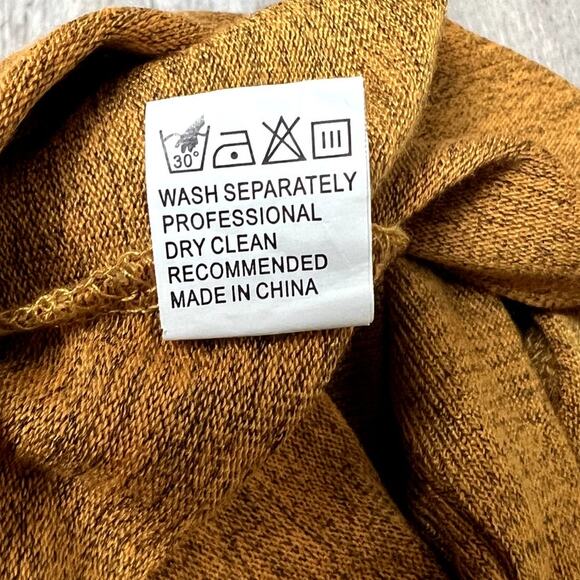 Heather Mustard Cowl Neck Layered Hem Long Sleeve Sweater Top Womens Size Medium - Picture 9 of 12